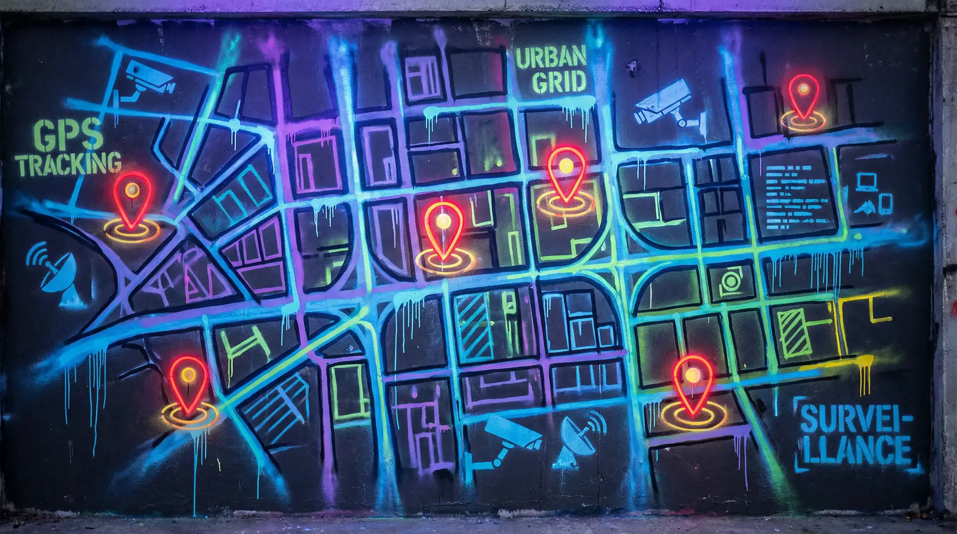 俄罗斯rapper潮水老狼 狗仔追踪地图 - 城市涂鸦风格